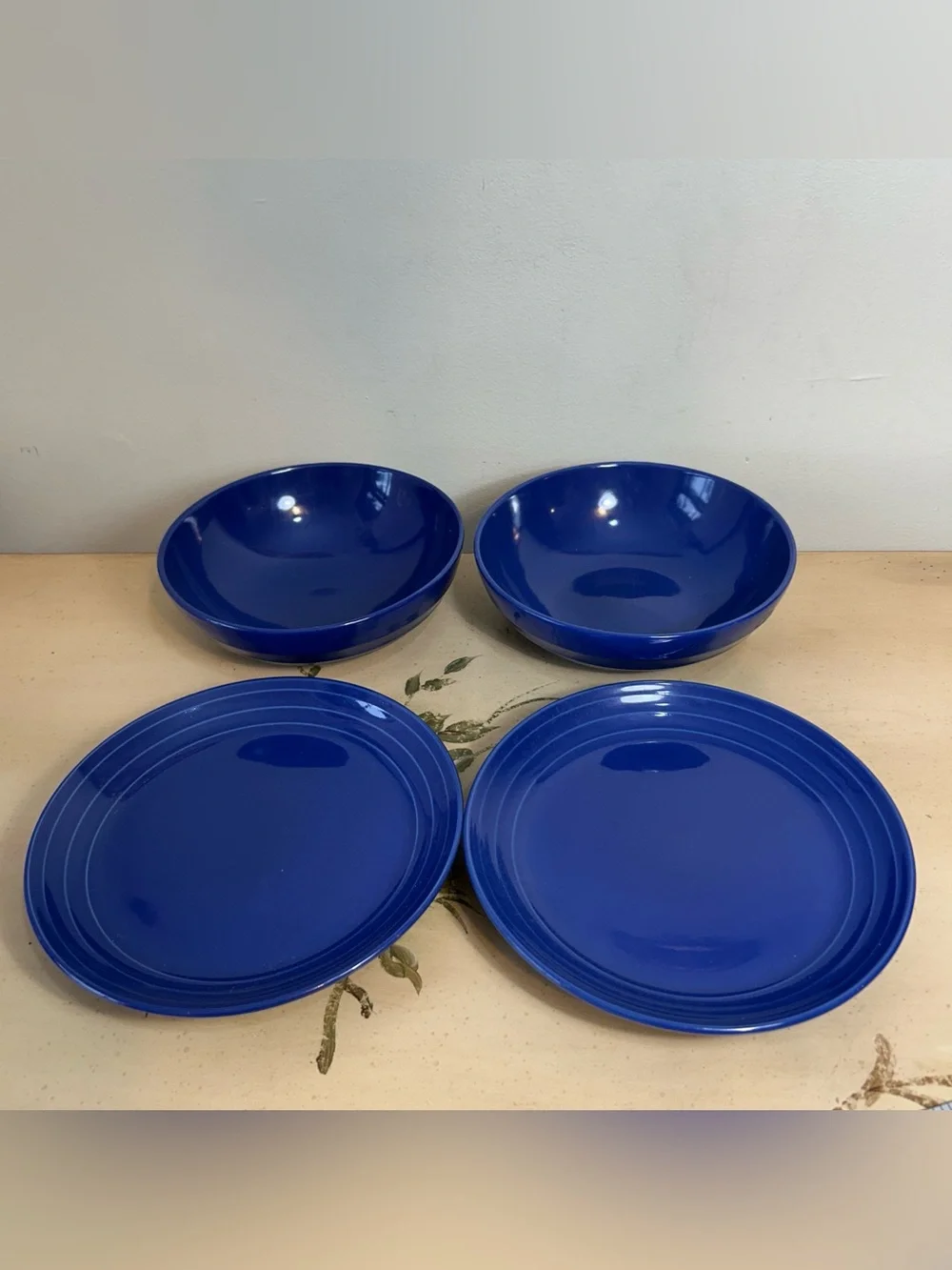 Pier 1 Essentials Blue Stoneware Dinnerware Bowls Salad Plates Mug 5 PC SET